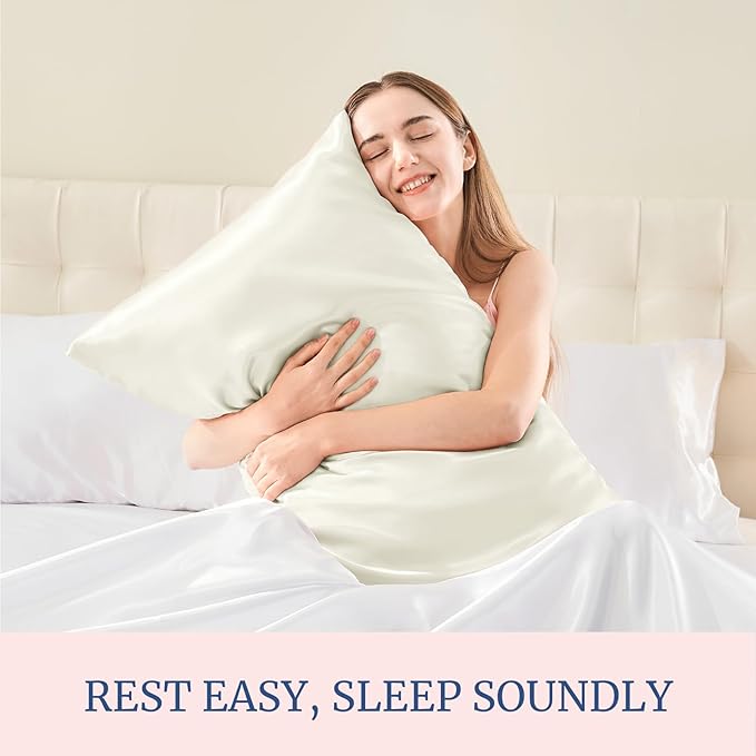BEDELITE Satin Pillowcase for Hair and Skin, Super Soft and Cooling Similar to Silk Pillow Cases 2 Pack with Envelope Closure, Gift for Women Men(13"x18" Toddler Size, Ivory)