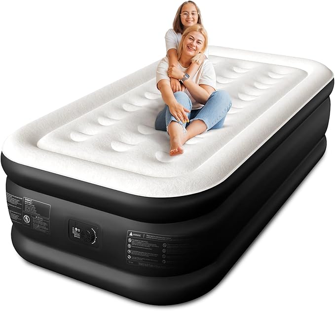 CHERIMOR Twin XL Air Mattress with Built-in Pump, 18" Raised Comfort, 80“ Length, 48Hr Leak-Proof Test, Upgraded Honeycomb Pillar Design, Supports 500 lbs, 2-Min Inflation for Home, Guests & Camping