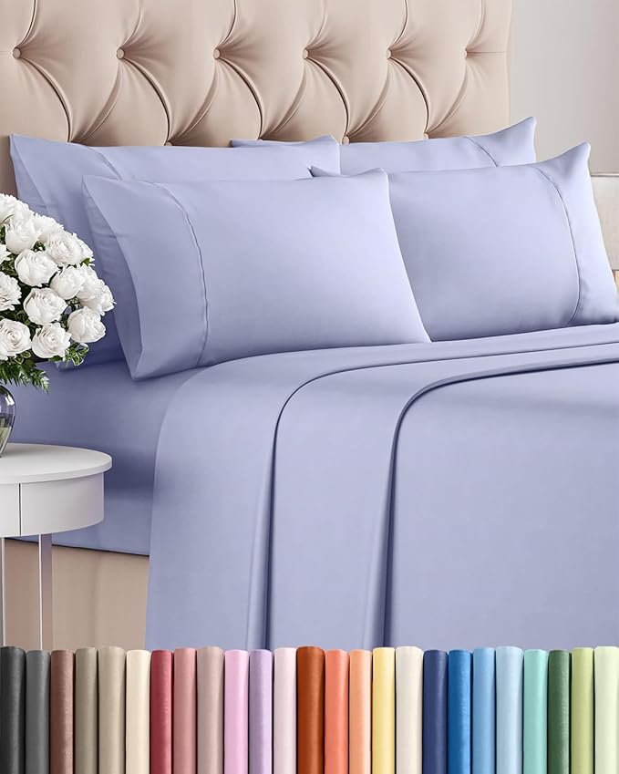 King 6 Piece Sheet Set - Comfy, Breathable & Cooling - Hotel Luxury Bedding for Women, Men, Kids, Teens and Children - 1 Flat & 1 Fitted Sheet & 4 Pillowcases w/ Deep Pockets - Wrinkle Free - Lavender