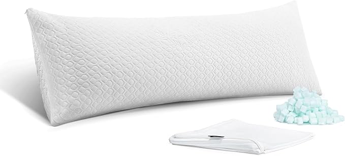 Rainmr Extra Thick Body Pillow Memory Foam – Long Pillow for Adults – Thicker Inner Case – Soft & Cooling Double Pillowcases, 20 x 54 inchesThicker Inner Body Pillow