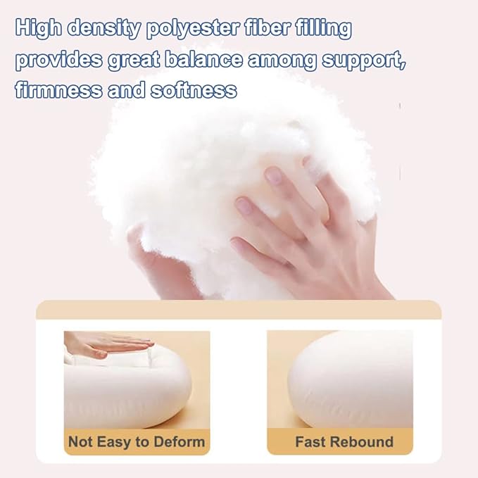 1 MIDDLE ONE Body Pillow for Adults, Bolster Pillow with Removable Velour Cover, Long Round Roll Cylinder Pillow for Bed, 47" x 7.87", Pink