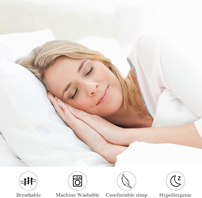 100% Egyptian Cotton Queen Pillow Protectors Set of 4, 400 Thread Count Sateen Weave White Cooling Pillowcase, Easy Care Zippered Style Pillow Covers (4 Pack, White, Queen)