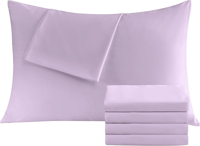 Pillowcases Queen 4 Pack, 20x30 Pillow Cases with Envelope Closure, Soft Plain Brushed Microfiber Covers Breathable Wrinkle-Resistant, Lavender