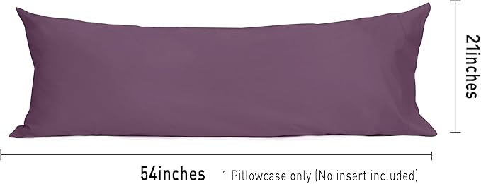 Sunflower Body Pillowcase 100% Cotton Long Pillow Cover/Case Envelope Closure 1 Pack, 20×54 inches Dark Purple, Soft and Breathable