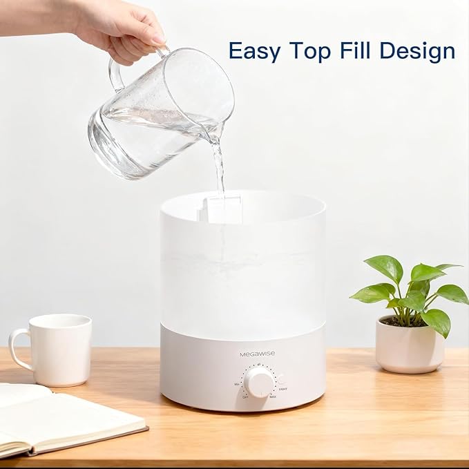 MegaWise Ultrasonic Cool Mist Humidifier SK7620 - 1.5L Capacity, Whisper-Quiet Operation, Adjustable Mist Output, Auto Shut-Off - Ideal for Home, Office, Baby Room, and Bedroom