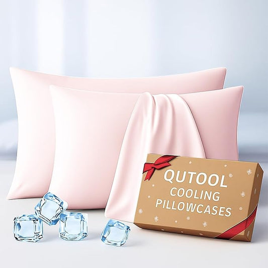 Premium Cooling Pillowcases King Size Set of 2 for Hot Sleeper & Night Sweats Beauty Sleep Reduces Wrinkles & Frizz Softer Than Silk Pillow Cover Oeko-TEX Certified Pink Breathable