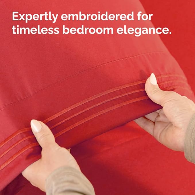 Standard Pillow Cases Set of 2 - Ultra-Soft Hotel Quality Pillowcase Covers - Comfy & Wrinkle Free - Stain and Fade Resistant - Machine Washable Pillow Protectors - 2 Piece Set - Standard Red