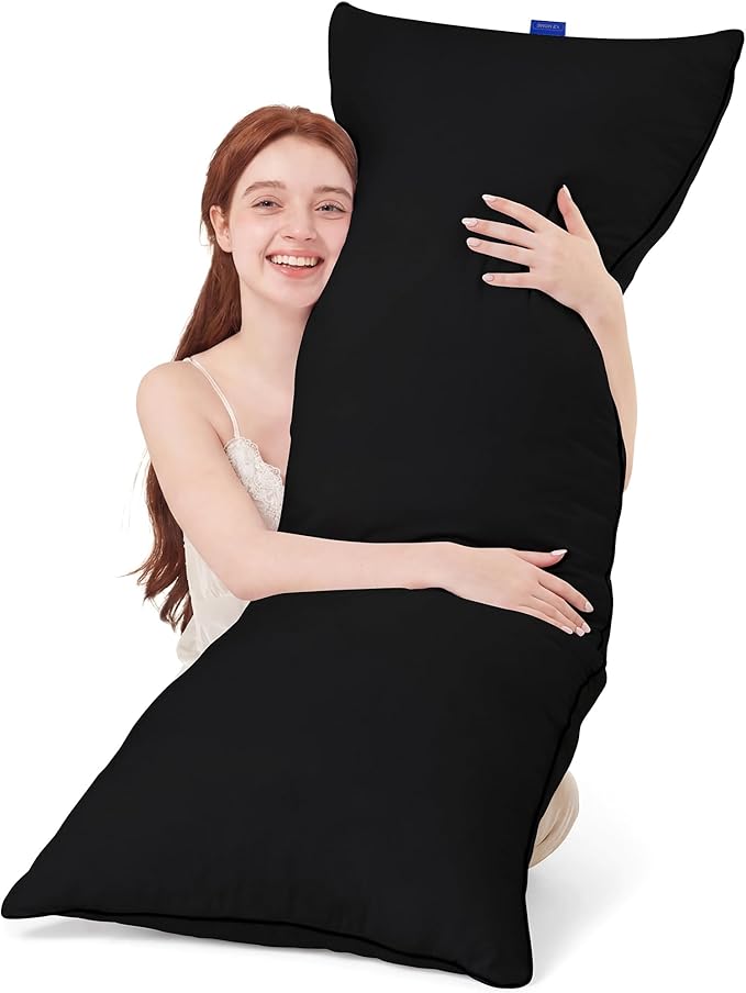 YZ HOME Memory Foam Body Pillow Insert - Full Body Pillow for Adults - Soft Large Long Bed Pillow for Side Sleeper(20x54 Inch, Black)