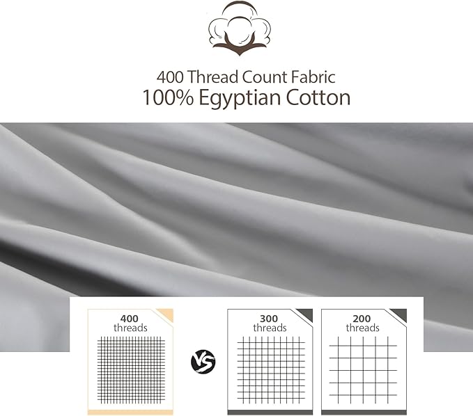Body Pillow Cover Long Pillow Case,100% Egyptian Cotton Bed Pillow Protector with Zipper,400 Thread Count Cooling Full Body Pillowcase for Adults 20x54 Inches (1 Pack,Gray)