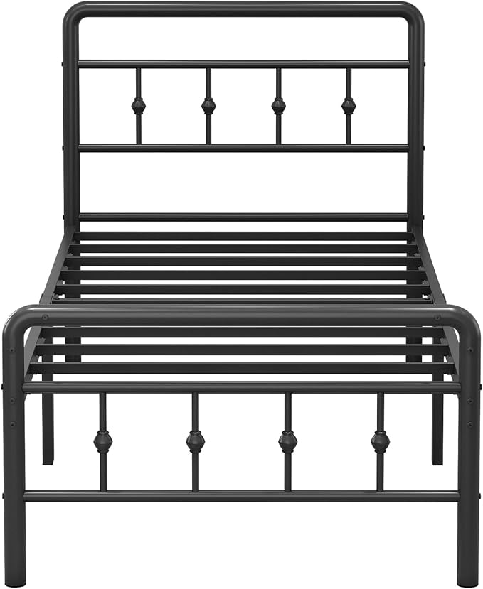 EMODA 16 Inch Twin XL Bed Frames with Headboard and Footboard, Heavy Duty XL Twin Metal Slats Support Mattress Foundation, No Box Spring Needed, Easy Assembly