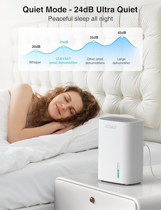 CLEVAST Small Dehumidifier for Home, 30oz Mini Quiet Dehumidifier for Bathroom Bedroom, Portable Compact Air Dehumidifier for Closet, RV, Camper