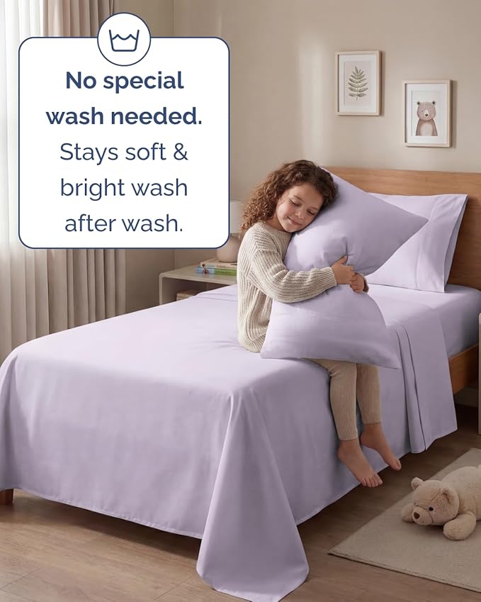 Twin 4 Piece Sheet Set - Comfy, Breathable & Cooling - Soft Hotel Luxury Bedding for Women, Men, Kids, Teens and Children - 1 Flat & 1 Fitted Sheet & 2 Pillowcases with Deep Pockets - Light Lavender