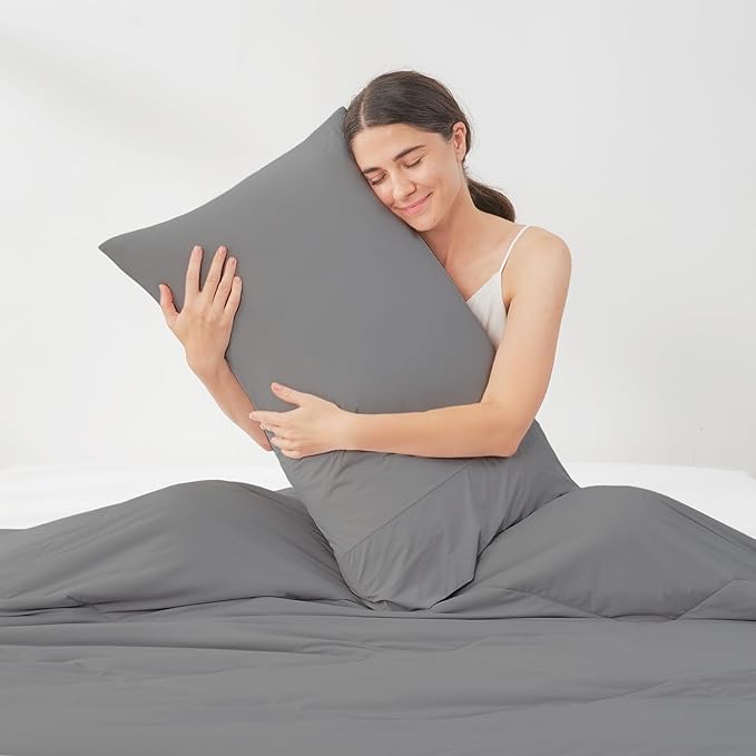 Cozy Bliss Cooling Pillow Cases for Hot Sleepers, Q-Max>0.45, Standard Size Set of 2, Soft & Silky Pillow Covers with Envelope Closure,Gift, Dark Gray, 20x26 Inches