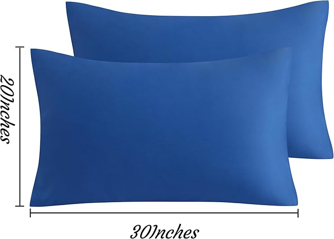 NTBAY Queen Pillow Cases Set, 2 Pack Brushed Microfiber 20x30 Inches, Soft, Wrinkle, Fade, Stain Resistant Royal Blue Pillow Cases with Envelope Closure