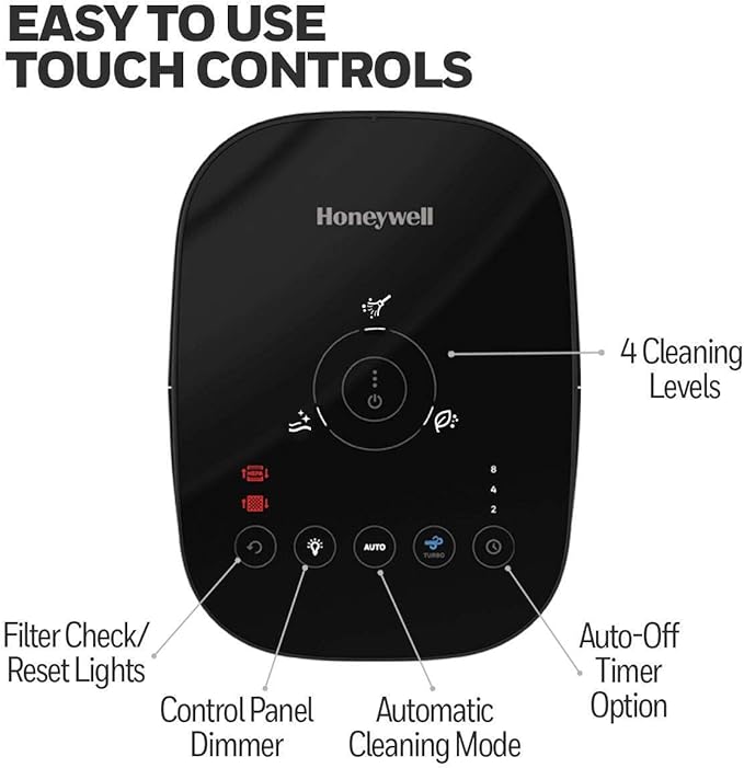 Honeywell InSight HEPA Air Purifier for Medium Rooms (100 sq ft). Allergen Reducer for Wildfire/Smoke, Pollen, Pet Dander & Dust. Air Quality Indicator and Auto Mode - Black, HPA080