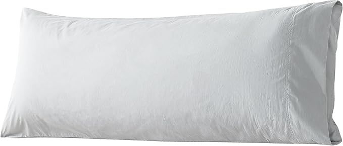 WhatsBedding Body Pillow Cover Cotton Fabric, Long Pillowcase Breathable & Skin-Friendly, Envelope Closure - Light Gray (20x54 inch)