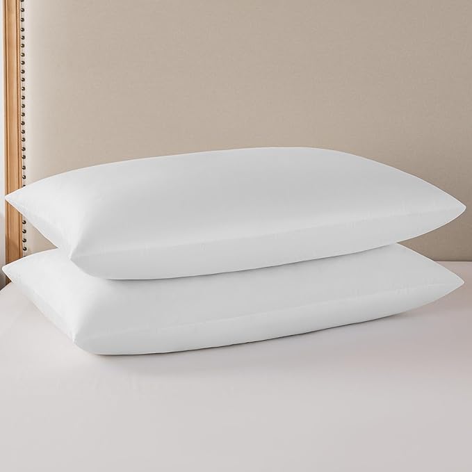 basic home® King Size Goose Feather & Down Bed Pillow - 100% Odorless Sleep Pillow for Neck Support & Cooling Comfort - 233TC Cotton Cover with Anti-Poke Liner King 20x36