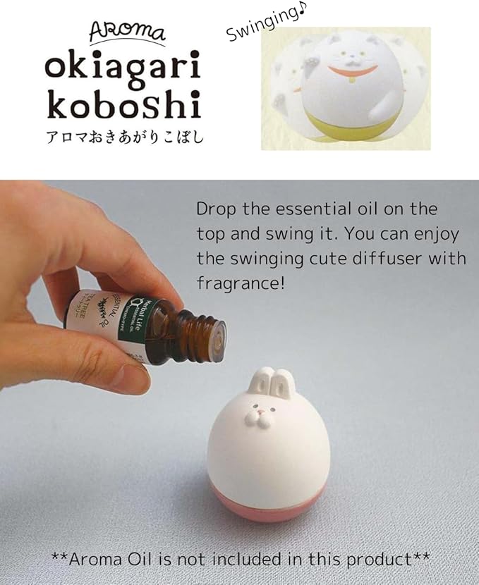 Stone Diffuser Swinging Animals Aromatherapy [Japan Import] Passive Diffuser for Essential Oil, Ceramic, Non-Electric, Room Decor, Gift (Usagi Rabbit)