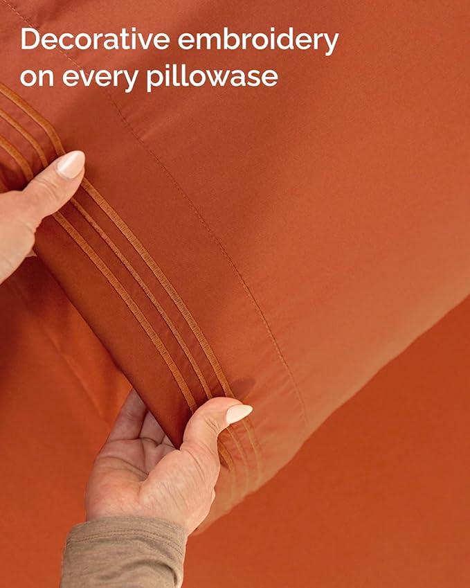 Twin XL Size 3 Piece Sheet Set - Comfy Breathable & Cooling Sheets - Hotel Luxury Bed Sheets for Women & Men - Deep Pockets, Easy-Fit, Soft & Wrinkle Free Sheets - Terracotta Oeko-Tex Bed Sheet Set