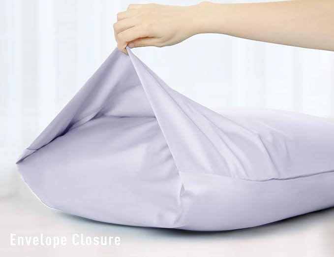 Sunflower Body Pillowcase 100% Cotton Long Pillow Cover/Case Envelope Closure 1 Pack, 20×54 inches Light Purple, Soft and Breathable