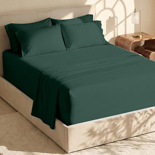 Hearth & Harbor Bed Sheets, Luxury Soft 6 Piece Bed Sheet Set Extra Deep Pocket Fitted Sheets Fits Mattress up to 21", Double Brushed Bedding Sheets & Pillowcases,