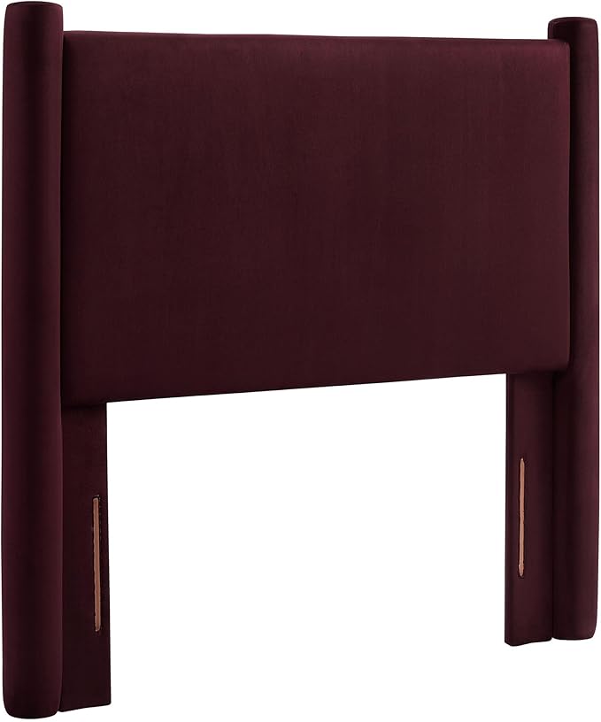 Modway Rael Twin Upholstered Headboard with Pillars in Mulberry – Velvet Headboard – Stain-Resistant Performance Velvet Headboard for Twin Beds