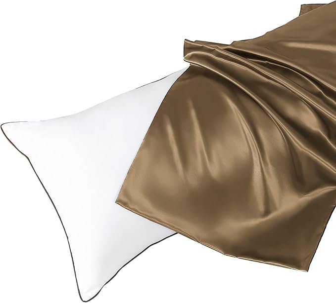 HUXMEYSON Body Pillow with Satin Pillowcase, Body Pillow for Adults, Removable Cover, Brown(20"x54"