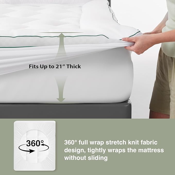 Novilla Twin Mattress Topper, Soft Pillow Top for Dorm Bed, Breathable Quilted Mattress Pad Cover with Deep Pocket, Down Alternative Fill, Machine Washable Back to School Essentials