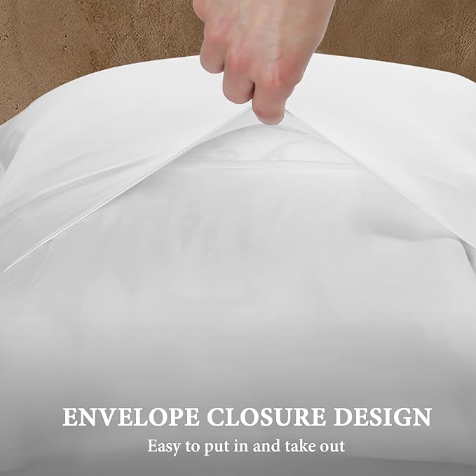 BHZ White Satin Goose Down Feather Pillows Queen Size with Pillowcase for Hair and Skin, Cooling Pillow Cases Similar to Silk Pillow Cases, Decorative for Women, Mom Men