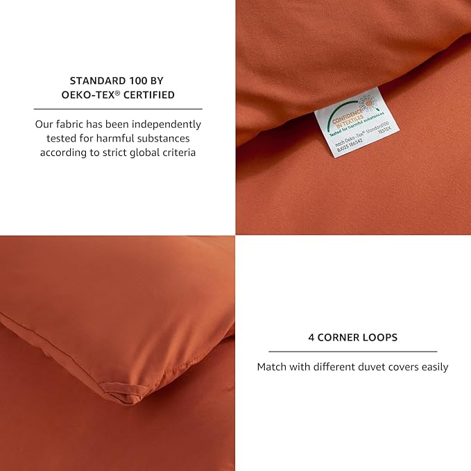 CozyLux Twin Comforter Set Terracotta, 2 Pieces Twin Extra Long Solid Breathable Bedding Set for College Dorm, Twin XL Burnt Orange Luxury Soft Bed Set with Down Alternative Comforter and 1 Pillowcase