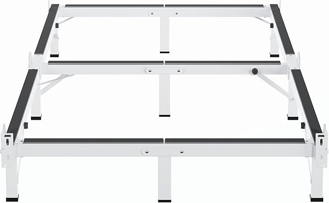 MAF Metal Bed Frame Twin XL, 9-Legs Support Bed Base, 8 Inches Twin XL Bed Frame for Box Spring and Mattress, Basics Bed Frame Headboard Attachable Tool-Free Easy Assembly, White