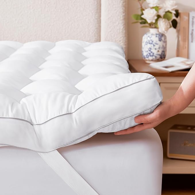 Decroom 3 Inch Memory Foam Mattress Topper King for Back Pain Relief, Filled with Breathable Memory Foam Pillow Topper Soft Fluffy Supportive Bed Mattress Pad, 80x78x3 in