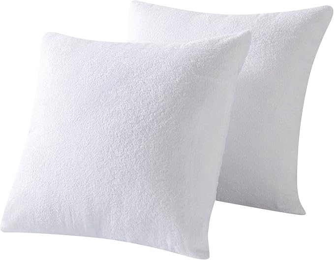 Kingnex Waterproof Feather Proof Pillow Protectors 22x22 Pack of 2 Bamboo Viscose Terry Square Pillow Covers