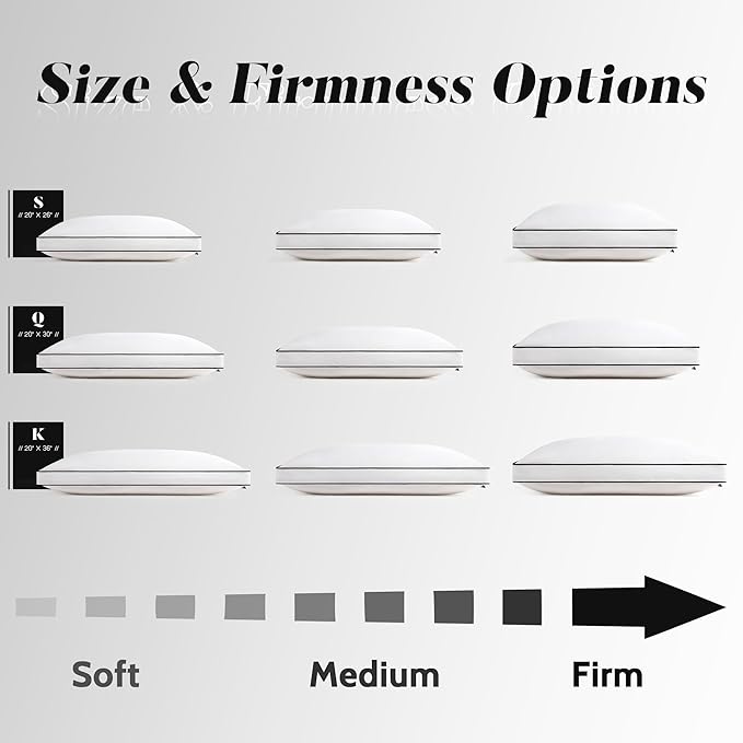 DOWNSTORIA Feather Down Pillows Standard Size Set of 2 with Gusset, Luxury Hotel Collection Bed Pillow 2 Pack, Down Surrounded Gusseted Pillows for Sleeping, Fluffy for Side, Back Sleepers 20x26 in.