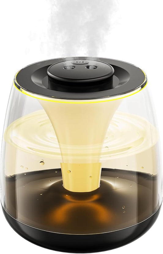 Humidifiers for Bedroom, 3 L Cool Mist Top-Fill 40H Super Long Time, 23dB Quiet, Baby Humidifier, Oil Diffuser for Large Room, Plants, Nursery, Office, Colored lights (black)