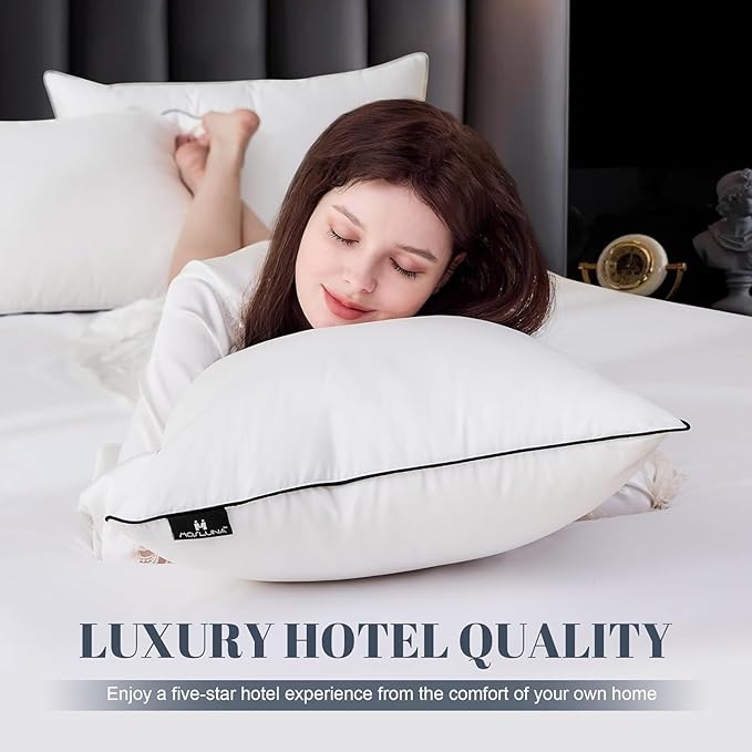 Flat Feather Down Pillows Pillows for Sleeping King Size Set of 1, Thin Hotel Pillow 1 Pack with Airyfil™ Fillings, Soft Bed Pillow for Stomach, Back Sleepers, Soft, 20×36 in.