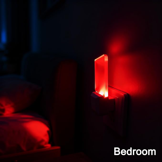 Red Night Lights Plug in 2 Pack, 0.5W Red Light Night Light with Dusk to Dawn Sensor, Auto On/Off LED Night Light Plug into Wall Pefect for Babyroom, Bedroom, Bathroom