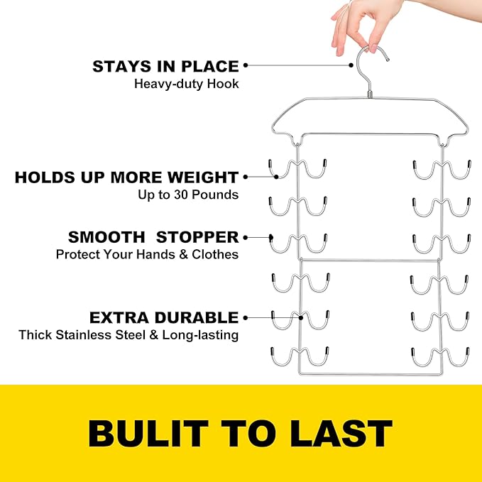 2 Pack Tank Top Hanger Space Saving, 360° Rotating Closet Organizers and Storage, 6 Tier Metal Bra Organizer with 24 Hanging Hooks, Small Space Solutions, RV Apartment College Dorm Room Essentials