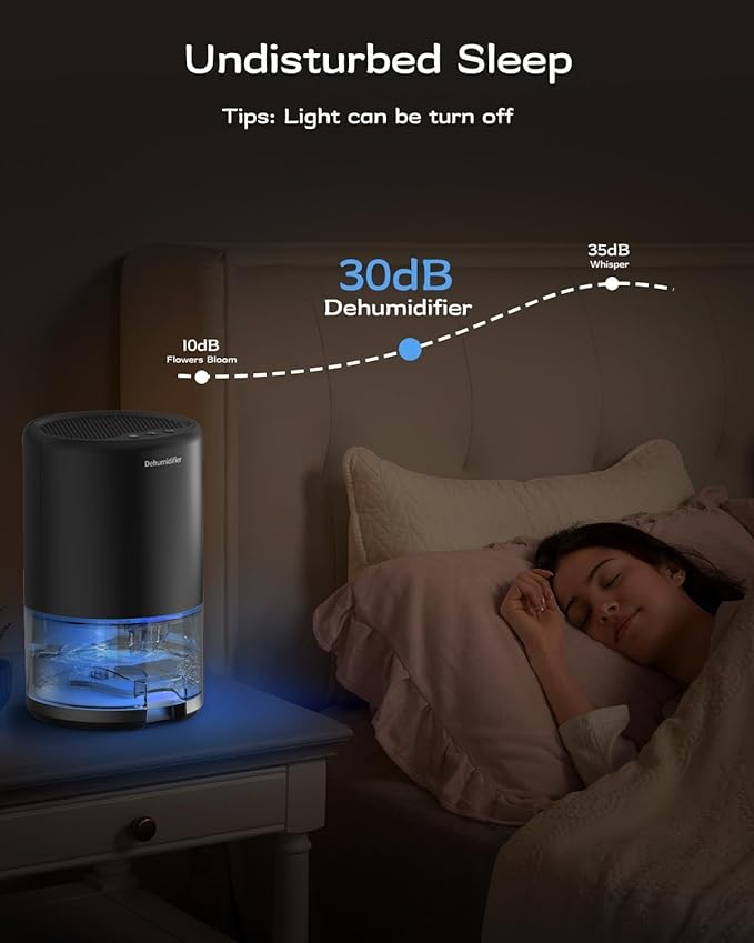 Dehumidifier, 35 oz Small Dehumidifiers for Home, Bathroom, Bedroom, Closet, Ultra-Quiet with Sleep Mode, 7 Color Lights & Auto Shut Off, Compact & Portable for RV, Rooms, Basement, Energy Saving