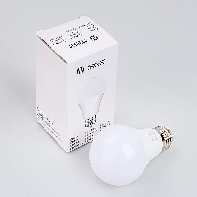 Neporal Amber Light Bulbs, 9W 60W Equivalent A19, Blue Light Blocking Soft Warm Light Bulbs, 1800K Amber Night Light, Dim Light for Healthy Sleep and Baby Nursery