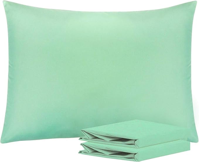 NTBAY Standard Pillowcase Set - 2 Pack Brushed Microfiber 20x26 Pillowcases - Soft, Wrinkle-Free, Fade-Resistant, Stain-Resistant, Sea Green Pillowcases with Envelope Closure - 20x26 Inches, Sea Green