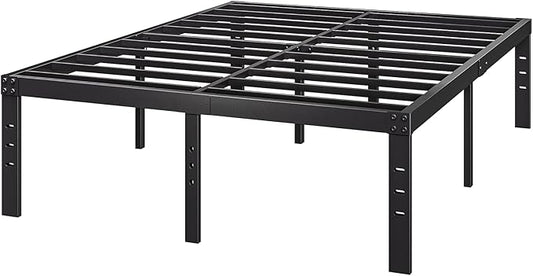 18-Inch King-Bed-Frame, Heavy Duty Tall Black Platform-Bed Frames No Box Spring Needed, Easy Assembly, Under Bed Storage, Noise Free Mattress-Foundation Support up to 2000Lbs