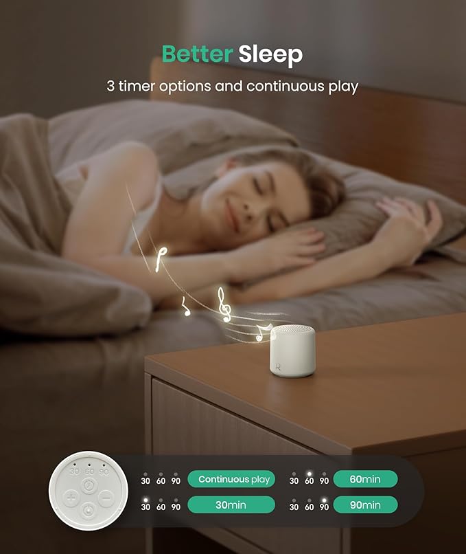 White Noise Machine for Baby, Portable Rechargeable Sound Machine with 20 Soothing Sounds & Sleep Timer for Adults, Travel, Home, Nursery (Rubber White)