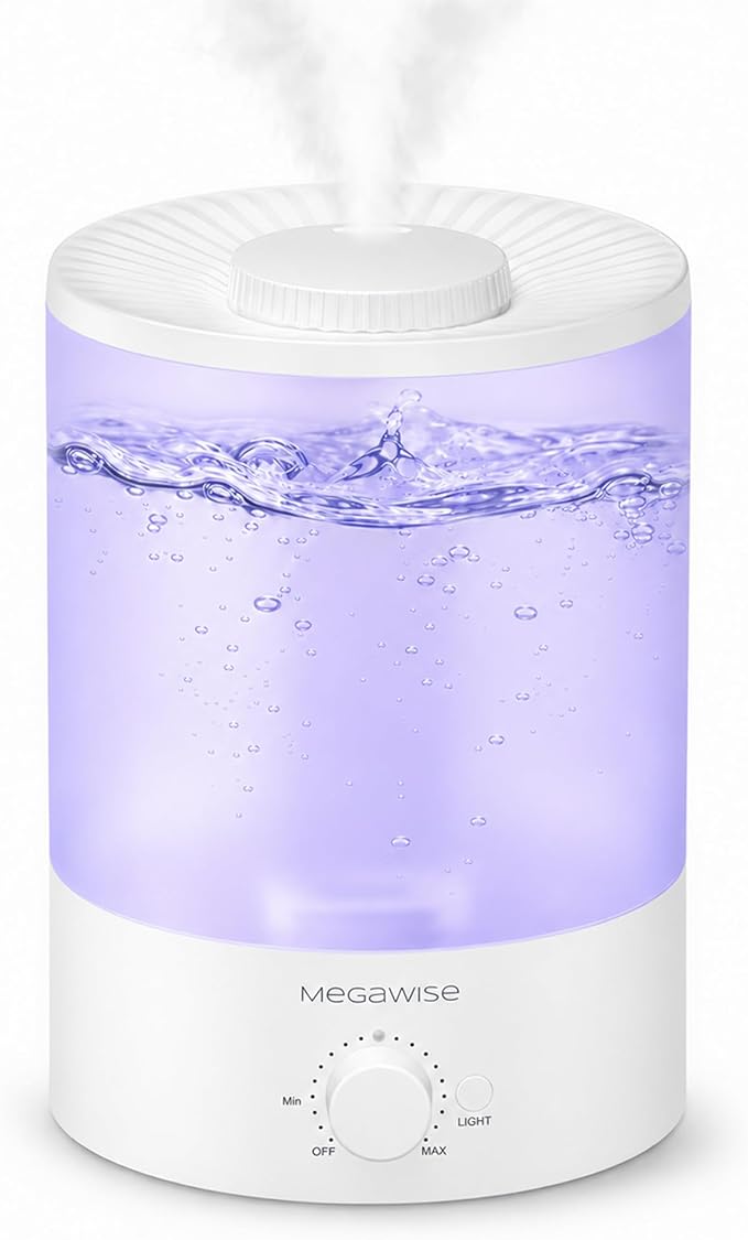 MegaWise Ultrasonic Cool Mist Humidifier | Quiet Operation, Top Fill, Auto Shut-Off | Ideal for Bedroom, Baby Room, and Plants (3.5 L)