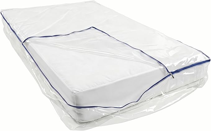 Plastic Mattress Bag for Moving (Full), 3 Mil Extra Thick Mattress Cover Protector with Zipper, Clear Mattress Storage Bag for Bed, Waterproof & Reuseable Mattress Moving Supplies