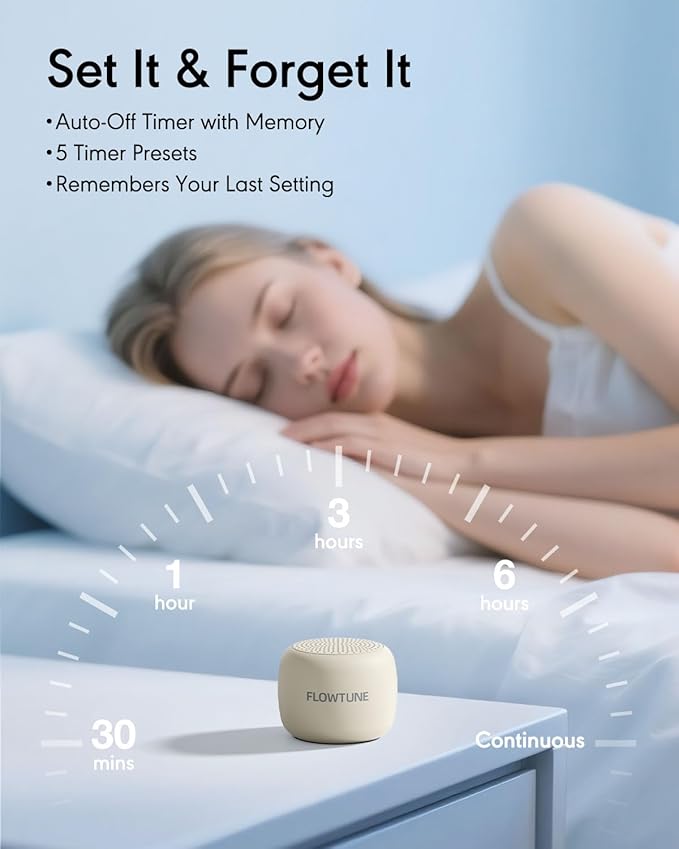 FLOWTUNE Sound Machine Flowtune White Noise Machine for Baby Adults, Mini Portable Sound Machine for Travel, 6H Timer, 18 Soothing Sleep Sounds Gift (Putty)