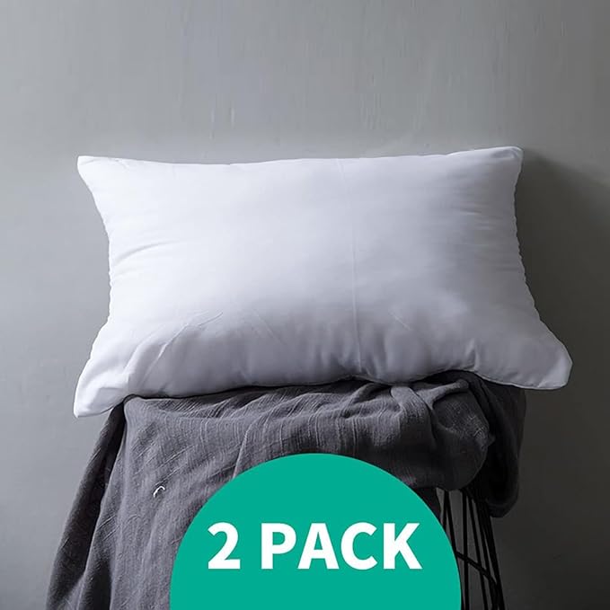 APSMILE Organic 12x20 Feather Down Throw Pillow Inserts Set of 2, 100% Cotton Fabric, Soft Fluffy Rectangle Decorative Pillow Form Core for Sofa, Bed, Couch, Cushion Sham Stuffer