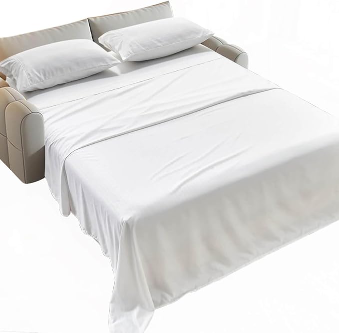 Kingnex Striped 36x72 Sofa Bed Sheets Twin Size for Sleeper Sofa Bed Soft Double Brushed 1800 Microfiber 3 Pcs Include 1 Fitted Sheet 1 Flat Sheet 1 Pillowcase White