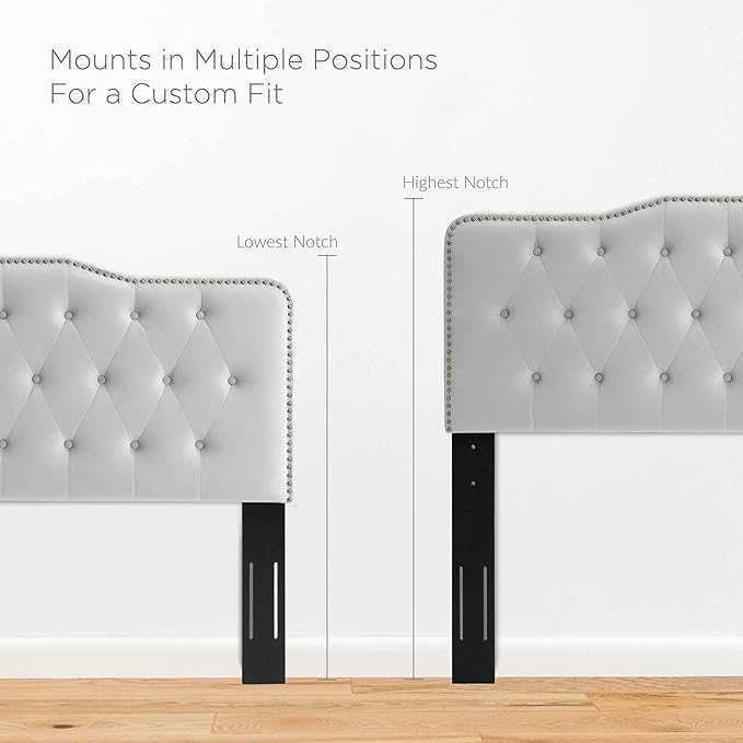 Modway MOD-6409-LGR Sophia Tufted Performance Velvet Twin Headboard, Light Gray