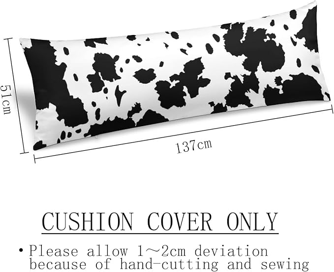 Cow Print Body Pillow Cover Black and White Cow Long Pillow Case with Zipper Decorative Soft Bedding Pillowcase Cowhide Skin Printed Farmhouse Western Cushion Pillow Case for Bedroom,Couch,20"x54"